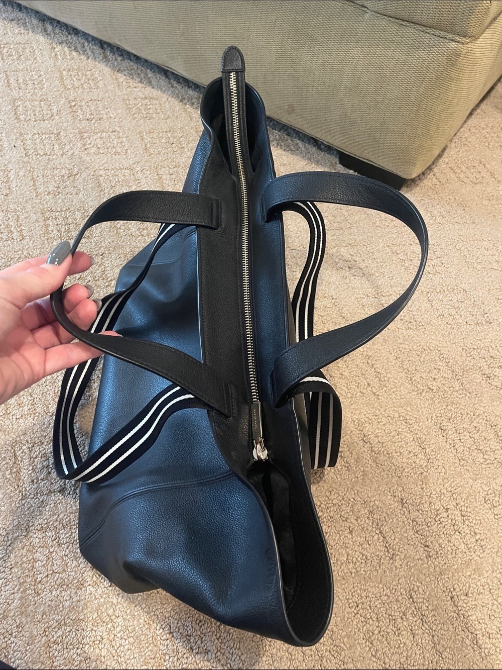 kate spade Black Leather Tote with Contrasting Striped Handles - Picture 3 of 12